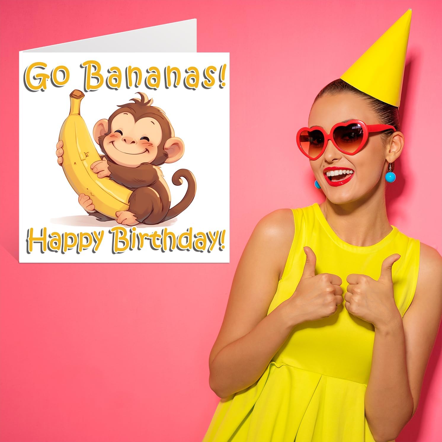 Monkey Birthday Cards - Animal Puns - Happy Birthday Card for Son Daughter Brother Sister Grandson Granddaughter Niece Nephew Cousin, 145mm x 145mm Bday Greeting Cards