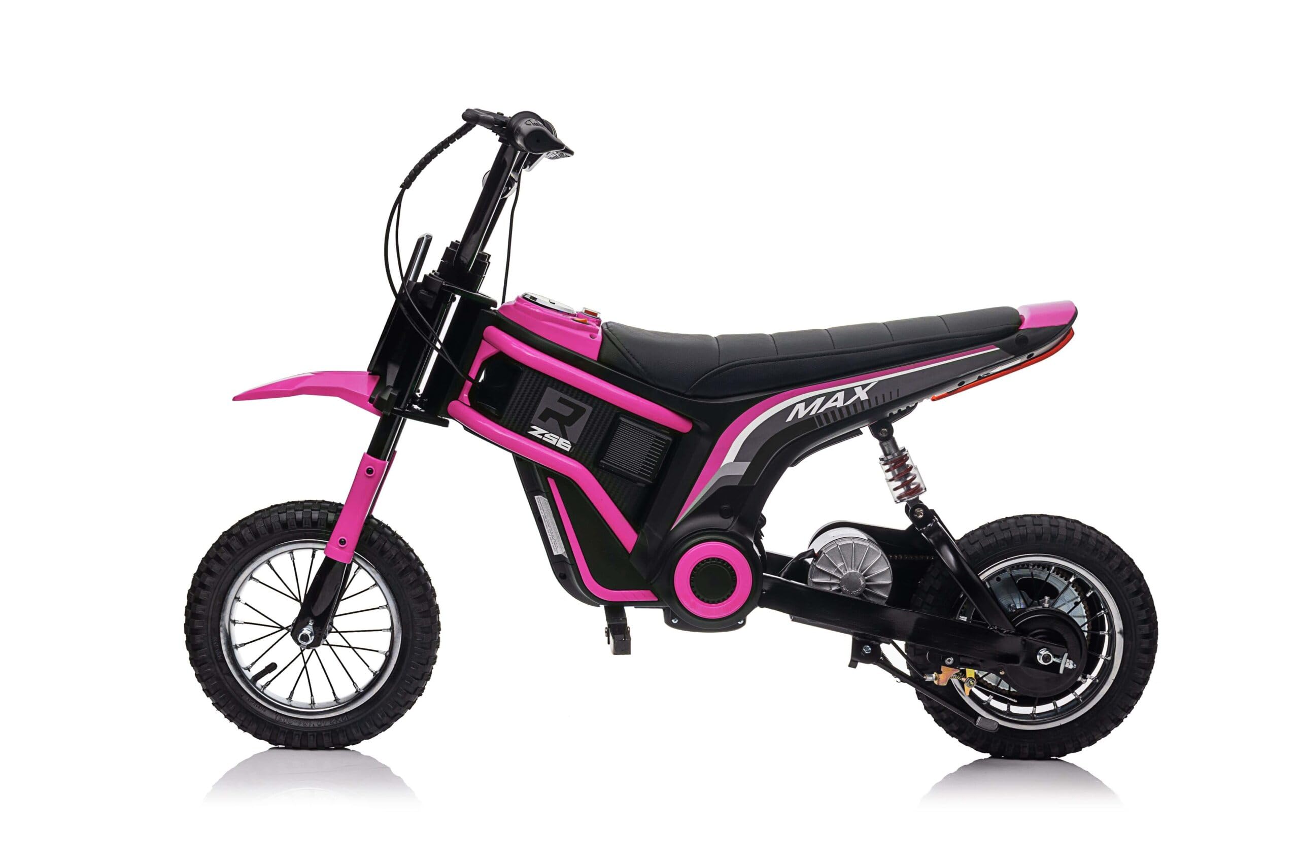 BabyCoches - Moto Eléctrica Niños, Motocicleta Eléctrica con Motor de 350 W, Neumático de 12'', Moto Cross para niños hasta 12 años, Vehículo eléctrico para niños con batería. (Rosa)