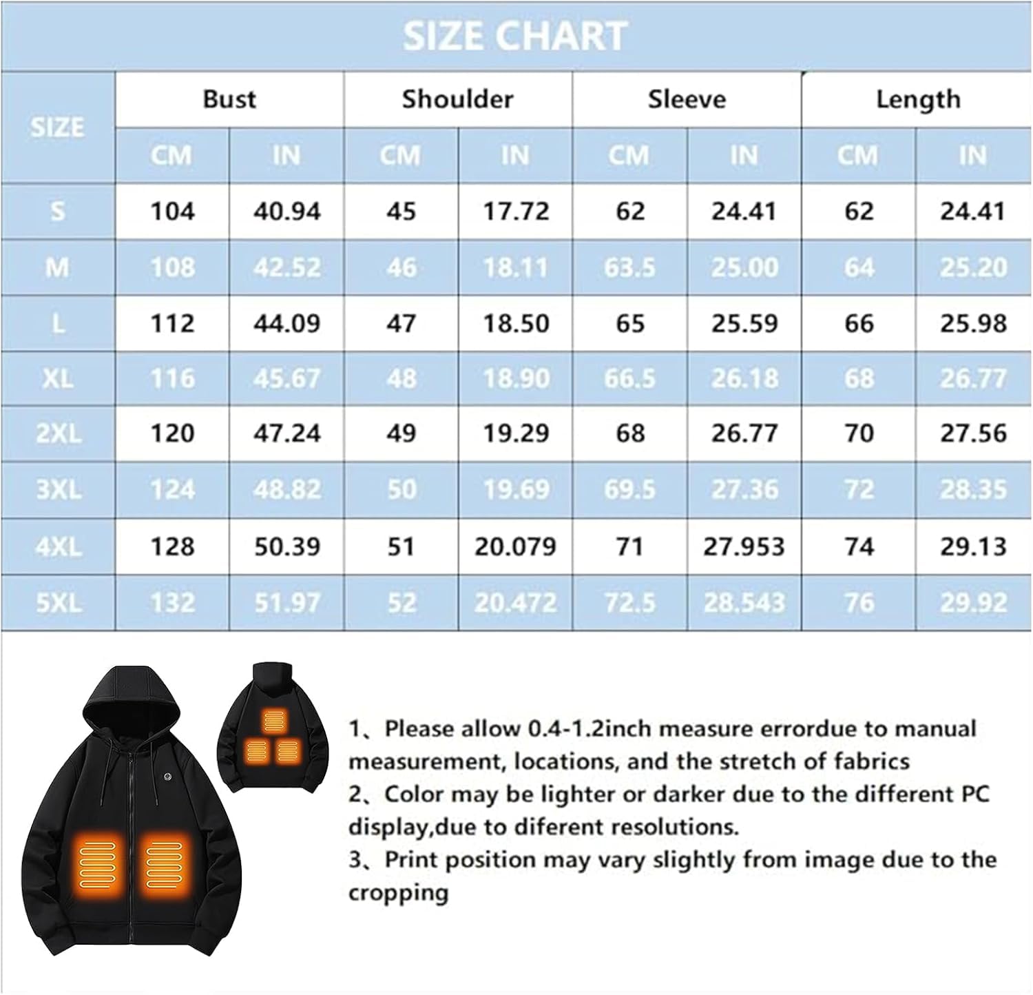 Kurtka ogrzewająca Podgrzewana bluza z kapturem z polaru dla mężczyzn i kobiet, zimowa ocieplana kurtka outdoorowa, inteligentna bluza grzewcza unisex(Women,S)