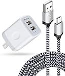 PS4 Câble de recharge avec double contrôleur USB Bloc chargeur – Micro USB Câble pour PS4 Slim/Pro, DualShock 4, Contrôleur S/X Xbox One, Kindle Fire Stick, Alimentation de jeu (Cord micro-USB) + Adaptateur mural pour PS4 Slim/Pro, DualShock 4, Xbox One Cont S/X