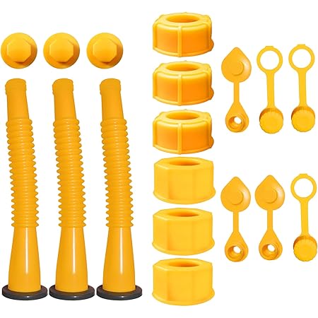 Gas Can Spout Replacement, Gas Can Nozzle,(3 Kit-Yellow) Suitable for Most 1/2/5/10 gal Oil cans. Durable. The Thickened Oil Gas can Cap and Thickened Gasket Will give Update Your Old Gas can