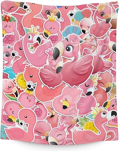 Manta de flamenco de regalo, 40 x 50 pulgadas, bonita manta para mujeres y niñas, mantas suaves y mullidas rosas para cama, sofá y sala de estar