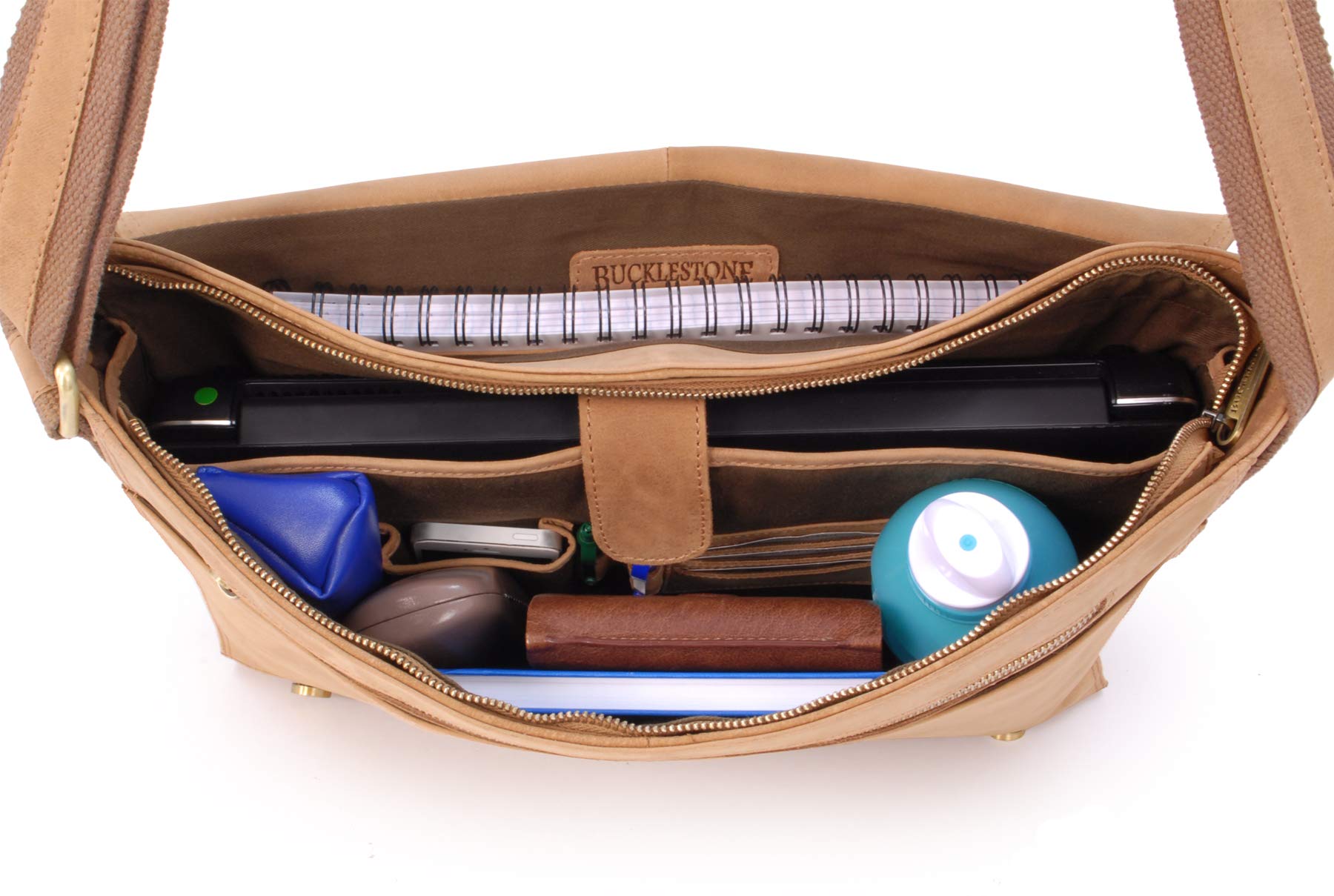Bolso Mensajero Grande de Piel para Portátil 17'' - Bandolera de Trabajo para Hombre - Sección Laptop Acolchada - Chester