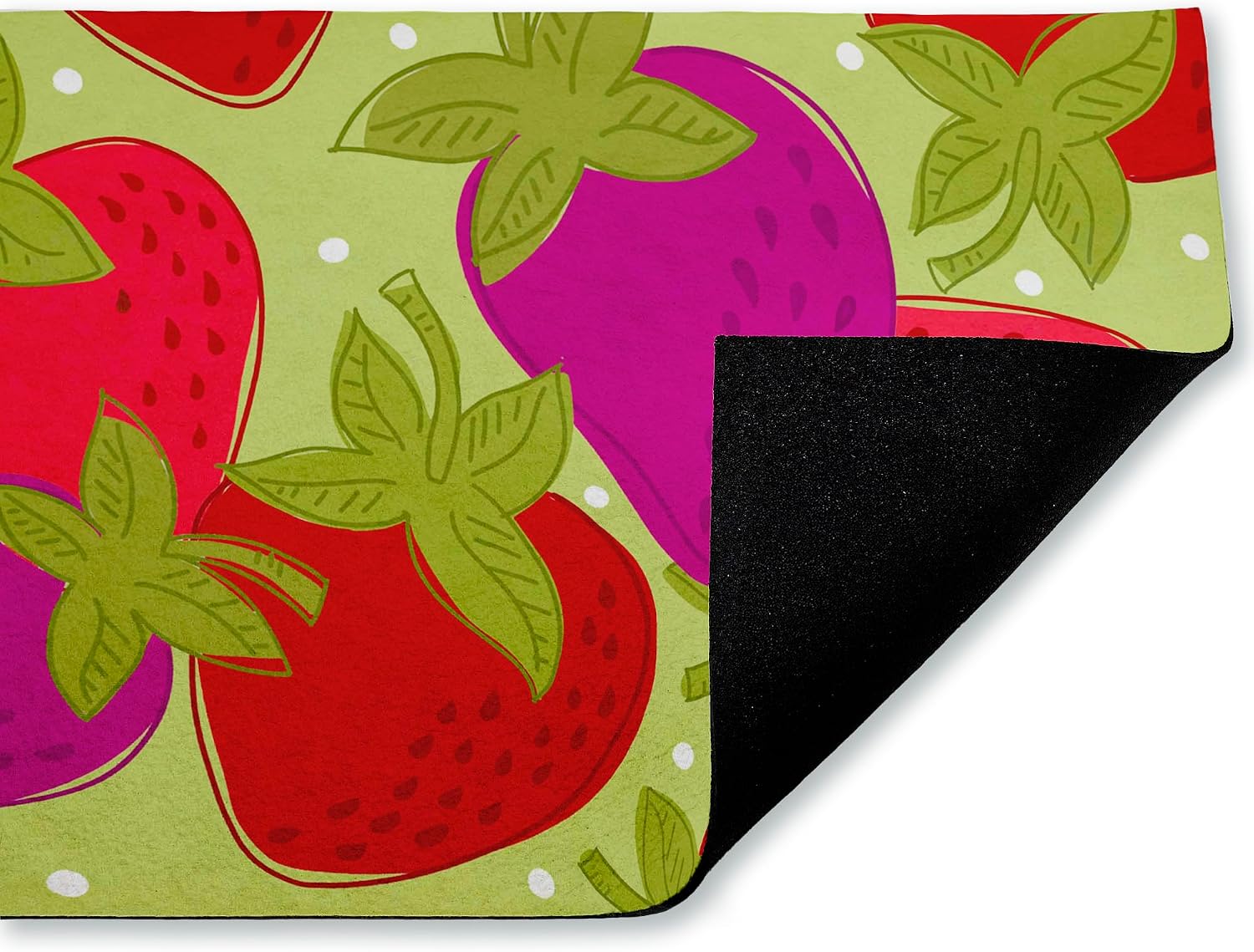 Stupell Industries Fun Fruit Strawberries Outdoor Door Mat, Durable Non-Slip Unwoven Mat with Recycled Rubber Backing, Weather-Resistant Summer Berry Kitchen Design by Deidre Mosher, 18"x30"