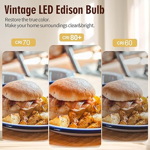 Miniatura 5 de Paquete de 4 bombillas Edison LED vintage regulables equivalentes a 60 W, 600 lúmenes, bombillas Edison de 2700 K, blanco suave, bombilla de