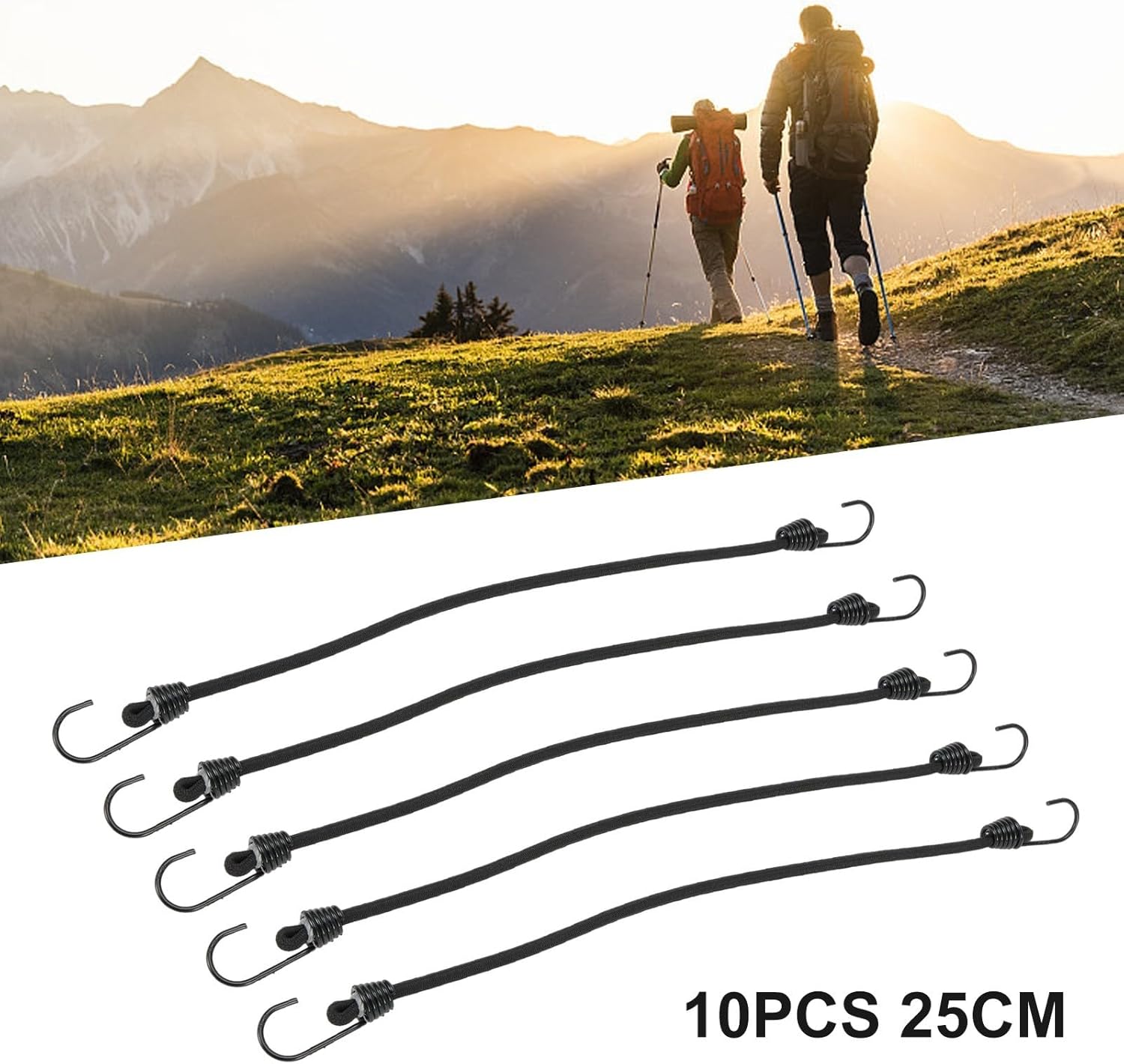 Heavy Duty Elastic Bungee Cords, Pack of 10 30cm Outdoor Luggage Cord, Multi-Purpose Elastic Bungee Ss, Latex Mini Rope for Traveling Camping Hiking_2