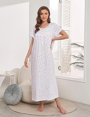 Miniatura 6 de MZROCR Camisones de algodón para mujer, vestidos de noche suaves para mujeres adultas