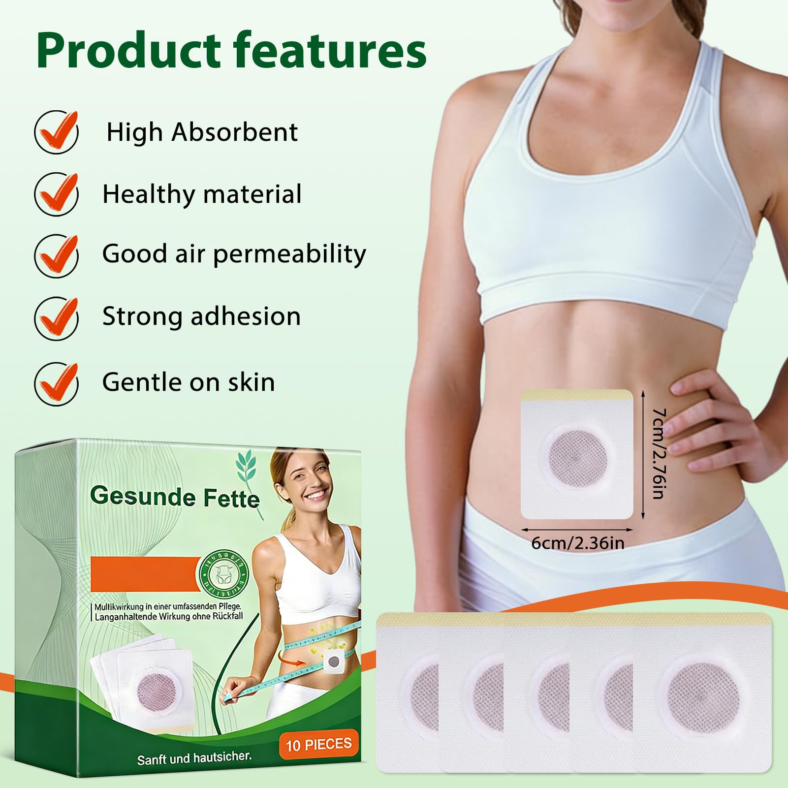 Moringa - Parches adelgazantes 10 en 1, Moringa 10-in-1 Slimming Patches, Con Extractos Botánicos, lngredientes Naturales, Für Alle Haut, parches adelgazantes para hombres y mujeres