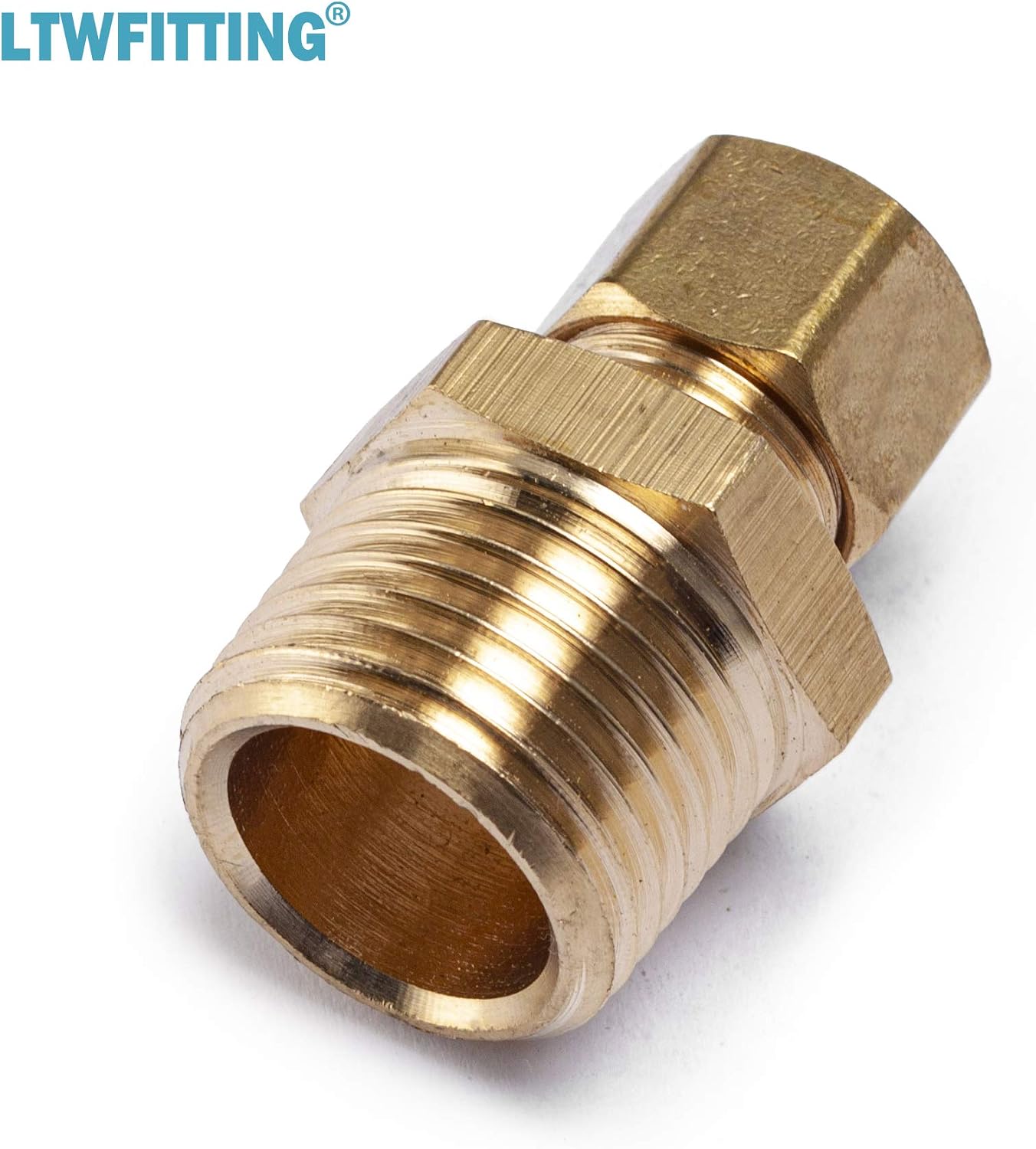 LTWFITTING Brass 3/8 OD x 1/2 Male NPT Compression Connector Fitting(Pack of 20)