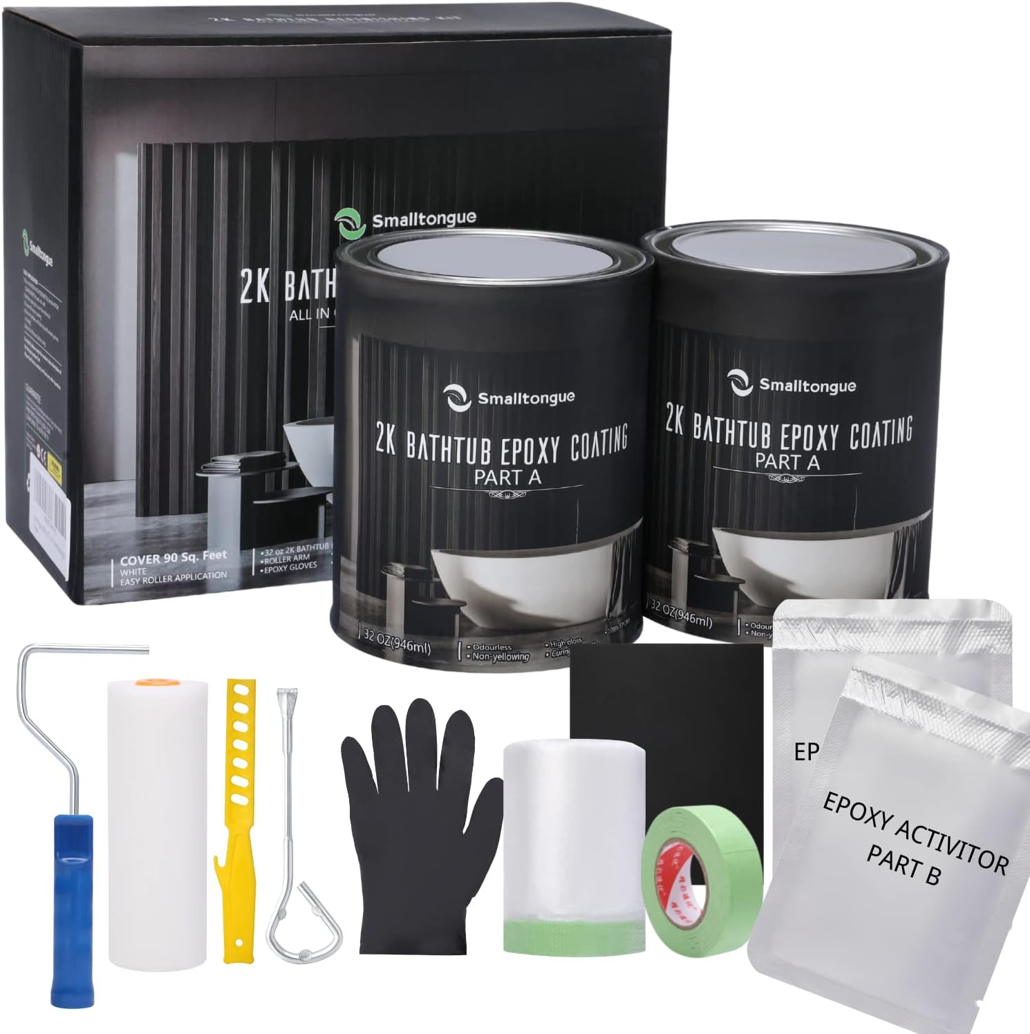 Smalltongue Bathtub Refinishing Kit, (2KG90 Sq. Feet, With