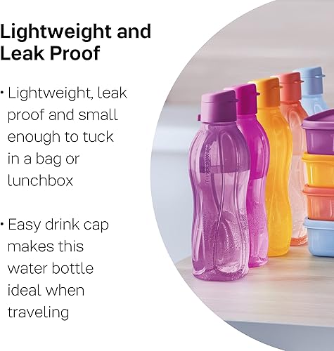 Miniatura 3 de Tupperware Brand Eco+ - Botella de agua reutilizable pequeña de 16.9 fl oz, paquete de 5, apta para lavavajillas y sin BPA, ligera y a prueba de