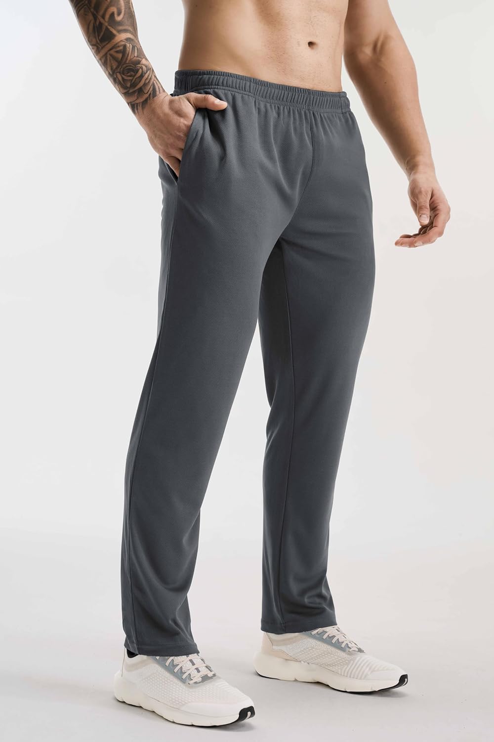 5 Pack Athletic Workout Open Bottom Pants Gym Jogger Pants Running Sweatpants for Men