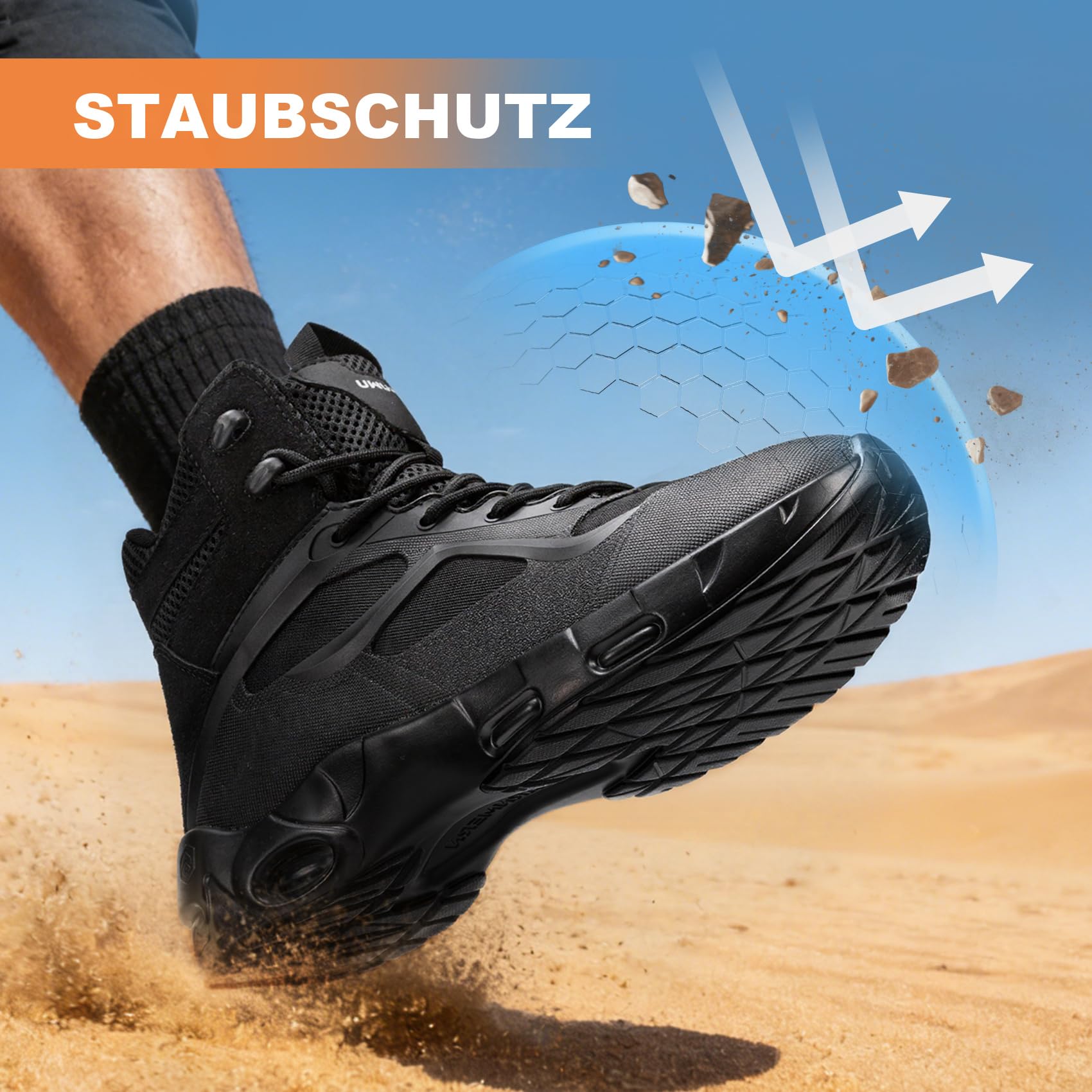 Militärische Taktikstiefel für Herren Wasserdichte rutschfeste Wander Arbeits und Kampfstiefel 6 Zoll mit Seitenreißverschluss und Dämpfung