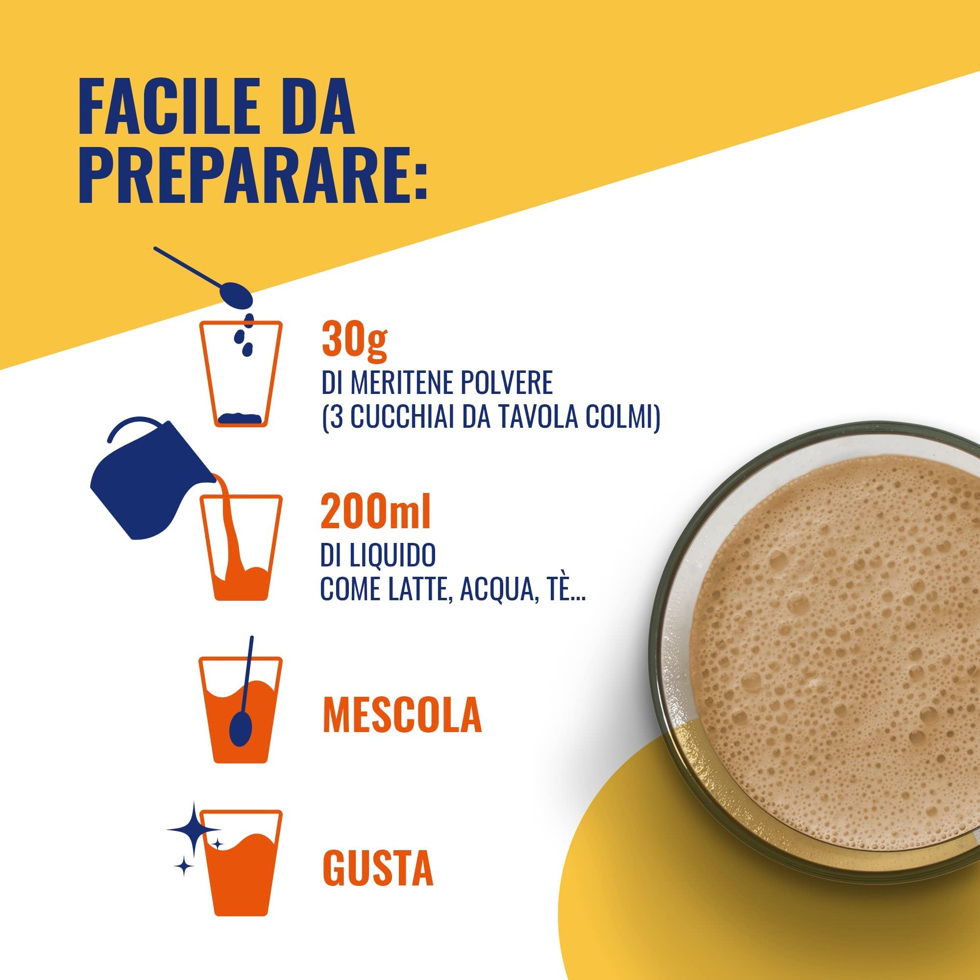 Meritene Forza & Vitalità gusto Caffè, Vaniglia & Cioccolato,bevanda alimentare in polvere Arricchito di Vitamine,Minerali e Proteine | Rafforza il tuo Sistema Immunitario e la Salute delle Ossa