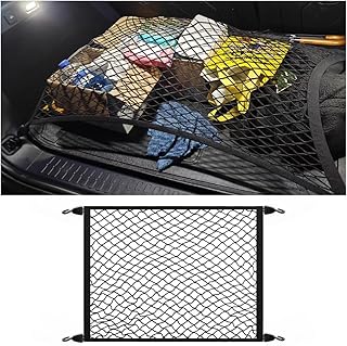 Upgraded Highly Elastic SUV/Truck Cargo Net (Stretches to 63"x47") with Trunk Net Hooks