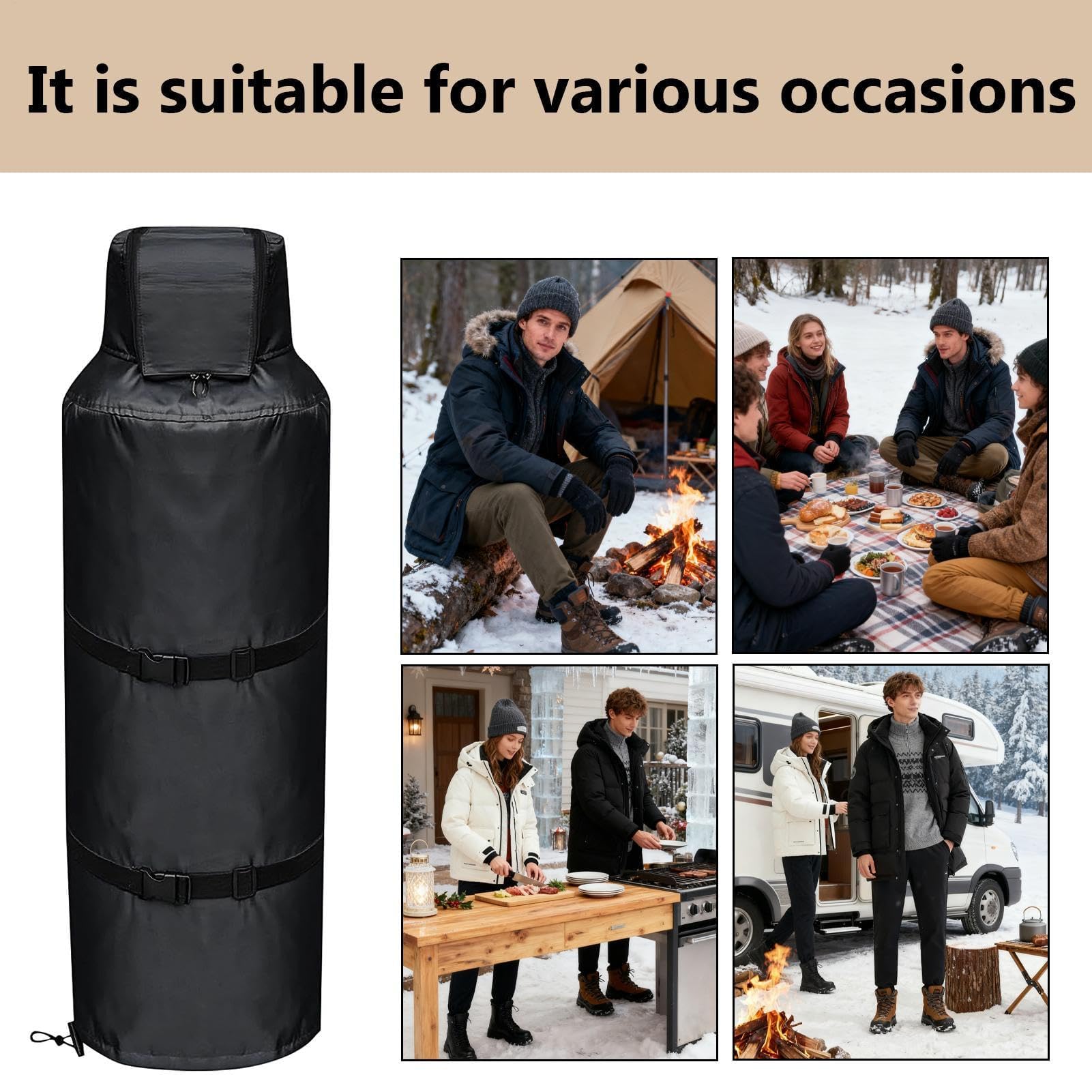 Propan-Tankabdeckung, 45,4 kg, wetterfest, isoliert, Frostschutz für Gasflasche, perfekt für Outdoor-Camping, Garten, Grillen und industrielle Anwendungen