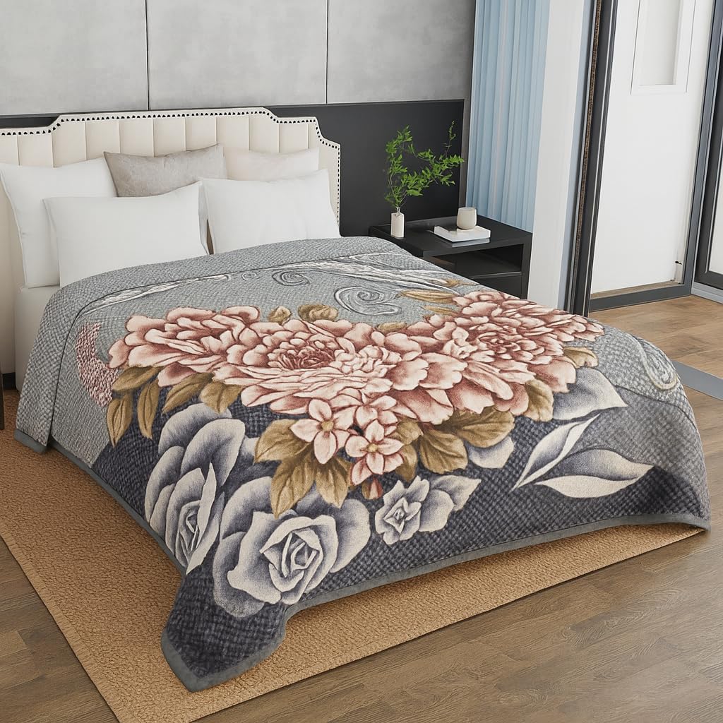 Signature All Season Double Bed Blanket | Super Soft Plush, Lightweight & Cozy | 220 x 240 cm | 2.5 kg | Multi-Color Vibrant Print | Ideal for Winter, AC Use & Gifting (Vintage Rose Grey)-picture-37