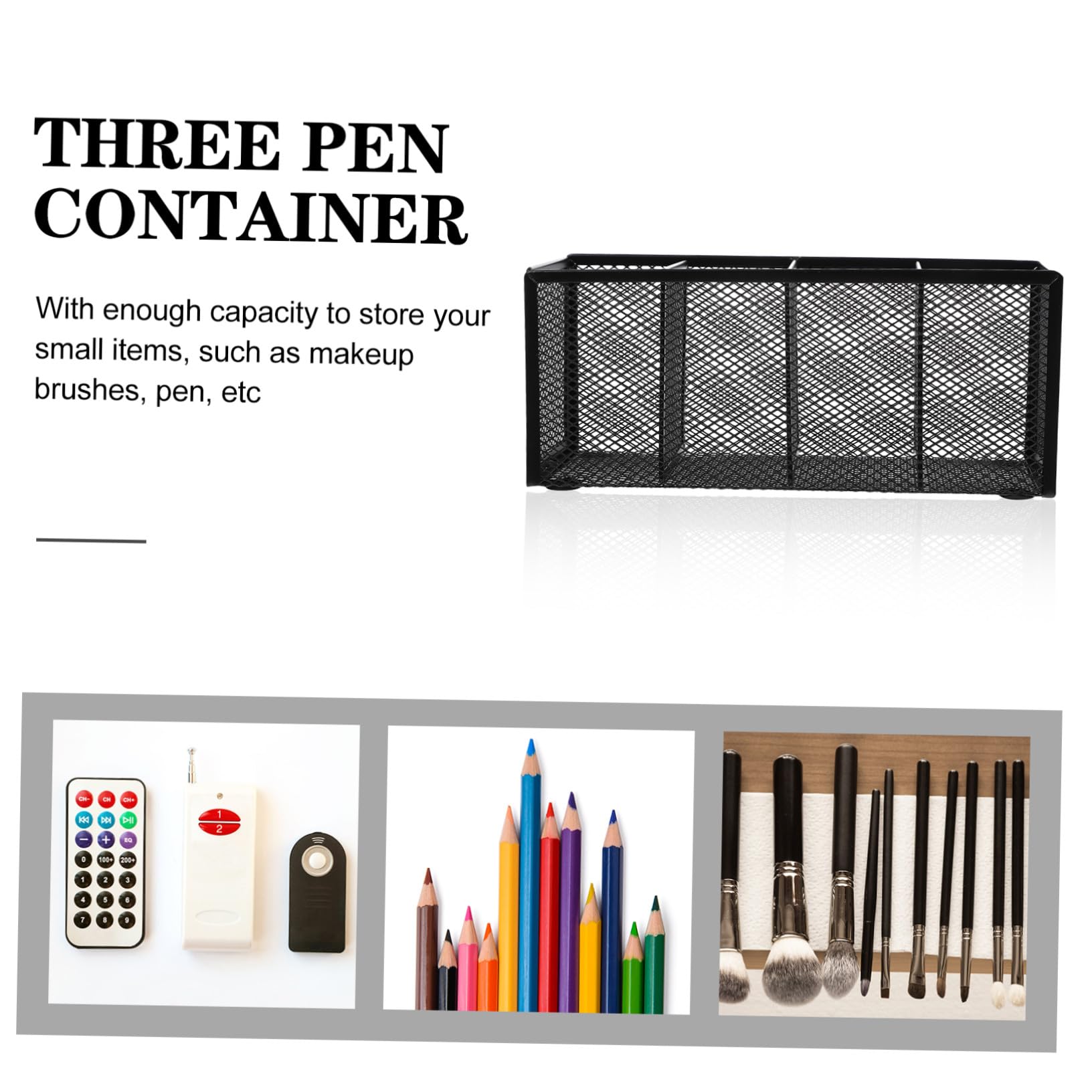 4 Stück Metall Stiftehalter mit Fächern Stabiler Schreibtisch Organizer aus Schwarzem Eisen Platzsparende Aufbewahrungsbox für Büro Schreibutensilien Leichter Vanity Organizer