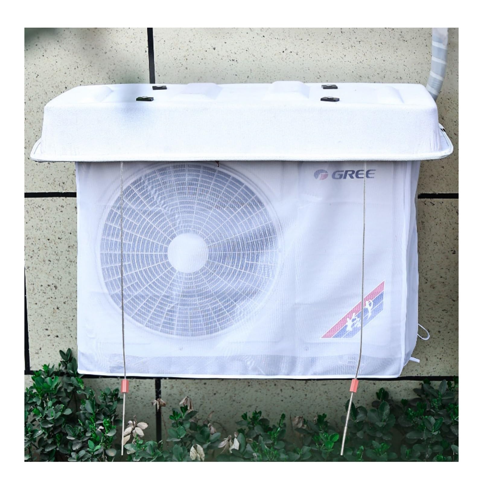 Housse de climatisation extérieure, housse de pompe à chaleur étanche à la poussière avec filet de protection blanc, housse de fenêtre extérieure pour : fenêtre extérieure couverture de courant