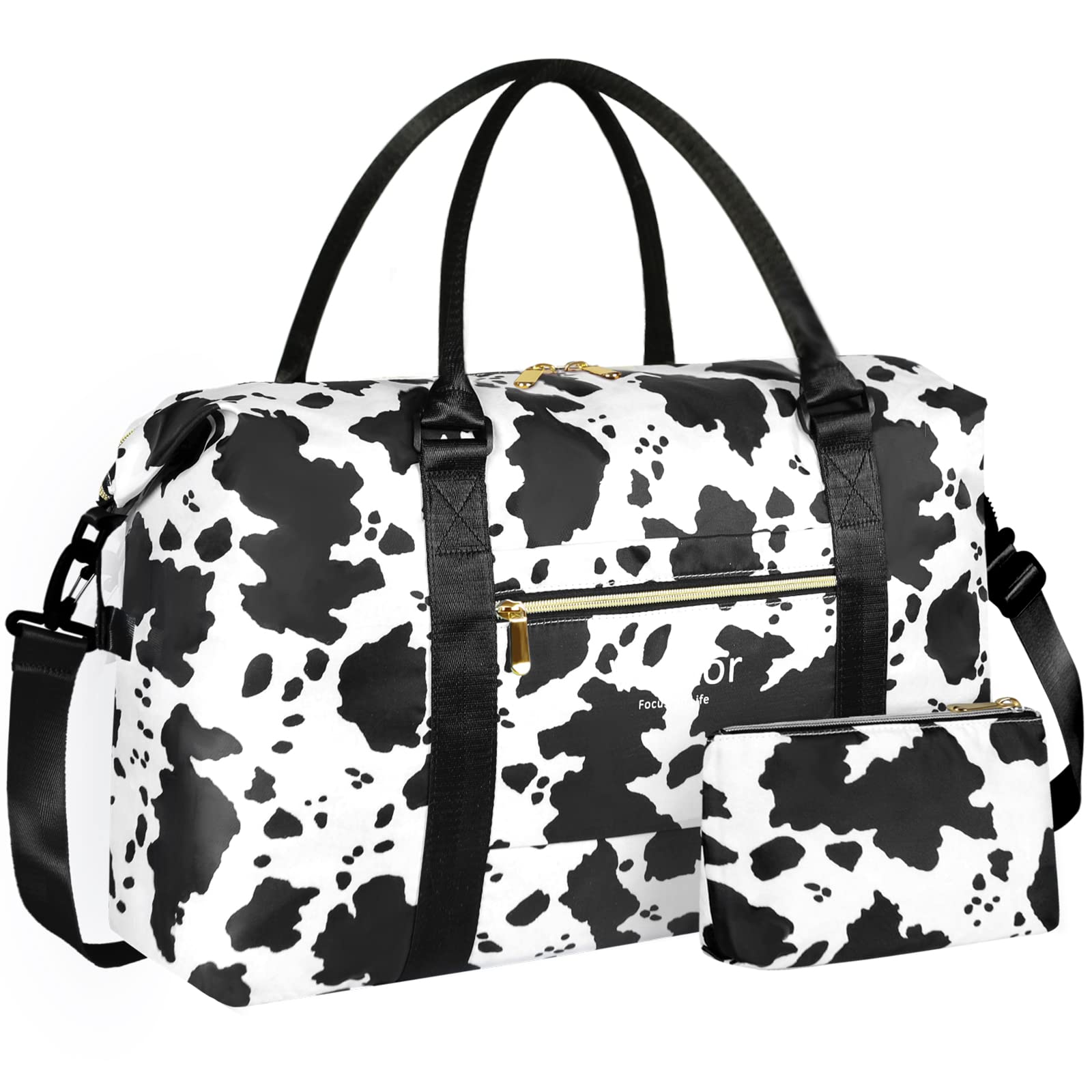 Large Duffle Bag for Travel Waterproof 21 Inch, Vankor Gym Duffel Bag for Women Men Durable Carry on Weekender Overnight Sports Luggage Weekend Beach Yoga Workout Hospital Mommy Diaper Bag Cow Print