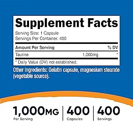 Nutricost Taurine 1000mg; 400 Capsules (3 Bottles)