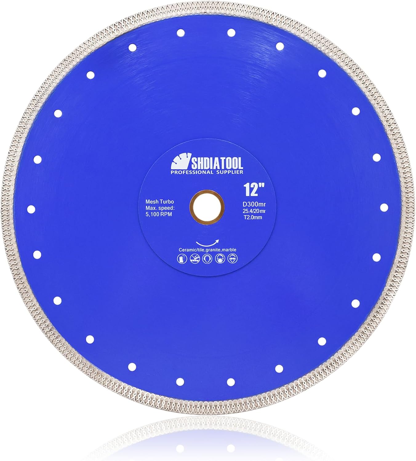 SHDIATOOL 12-Inch Diamond Saw Blade Cutting Disc for Porcelain Tile Ceramic Granite Marble Brick Turbo Cutting Wheel on Angle Grinder