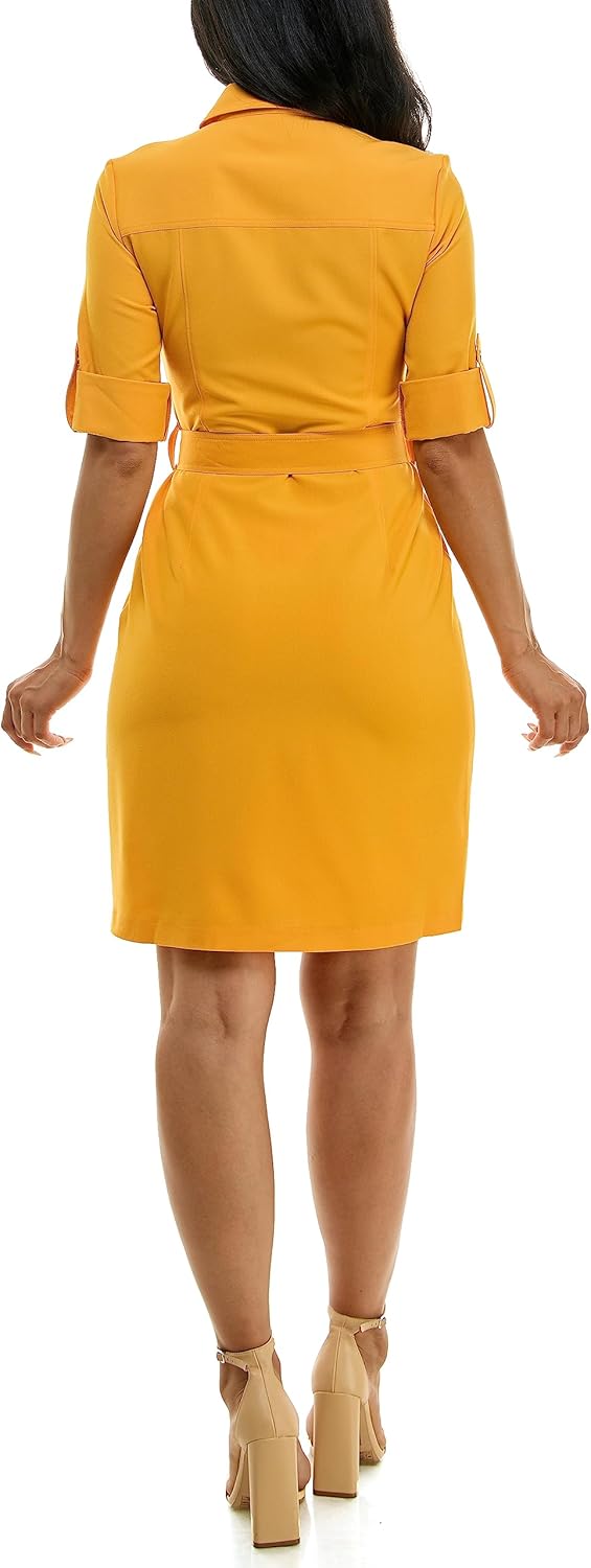 Sharagano Women's Short Sleeve Casual Shirt Dress with Front Pockets - Image 4