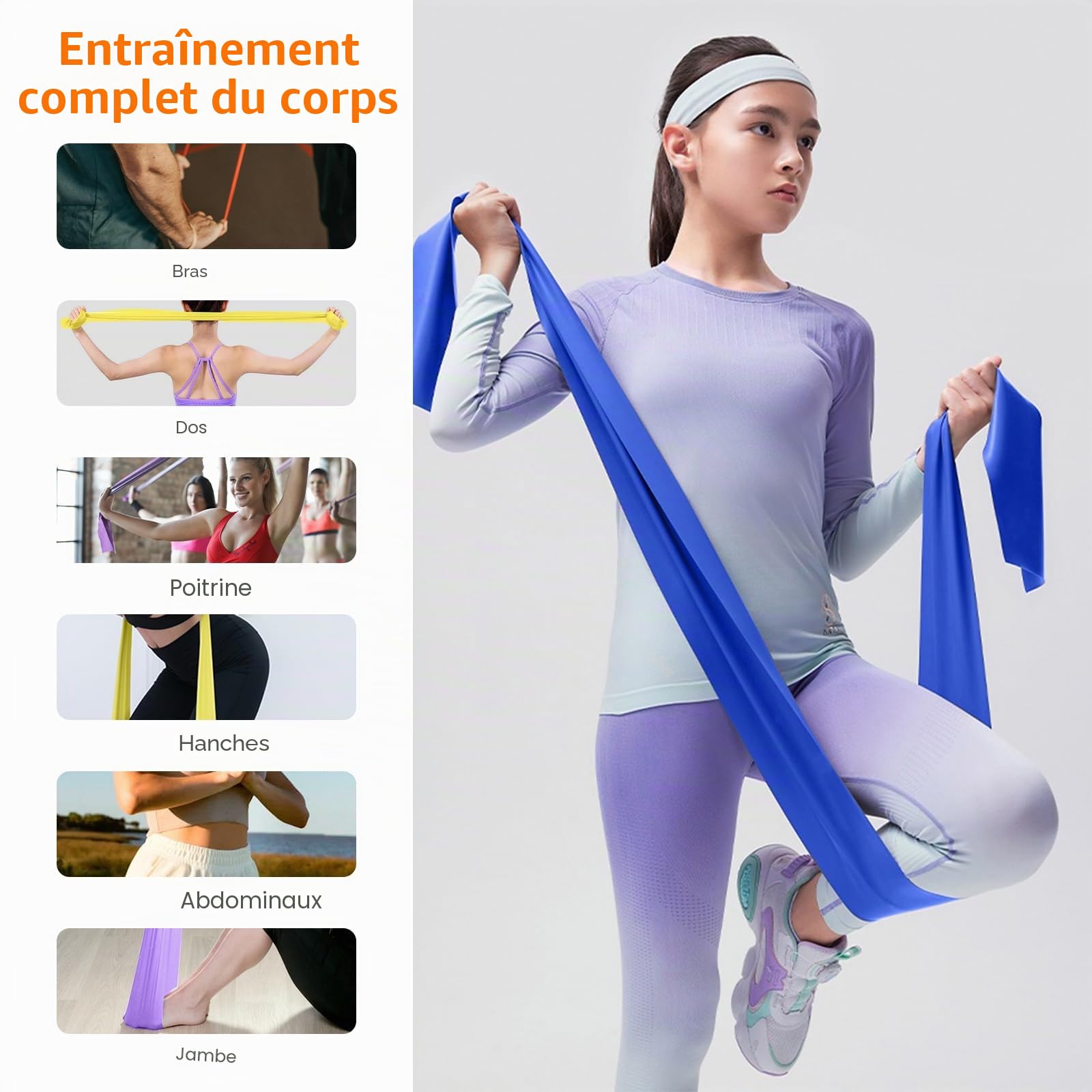 GRIFEMA GA5002 4 Bandes Élastiques de Musculation 4 Niveaux de Résistance Pilates Yoga