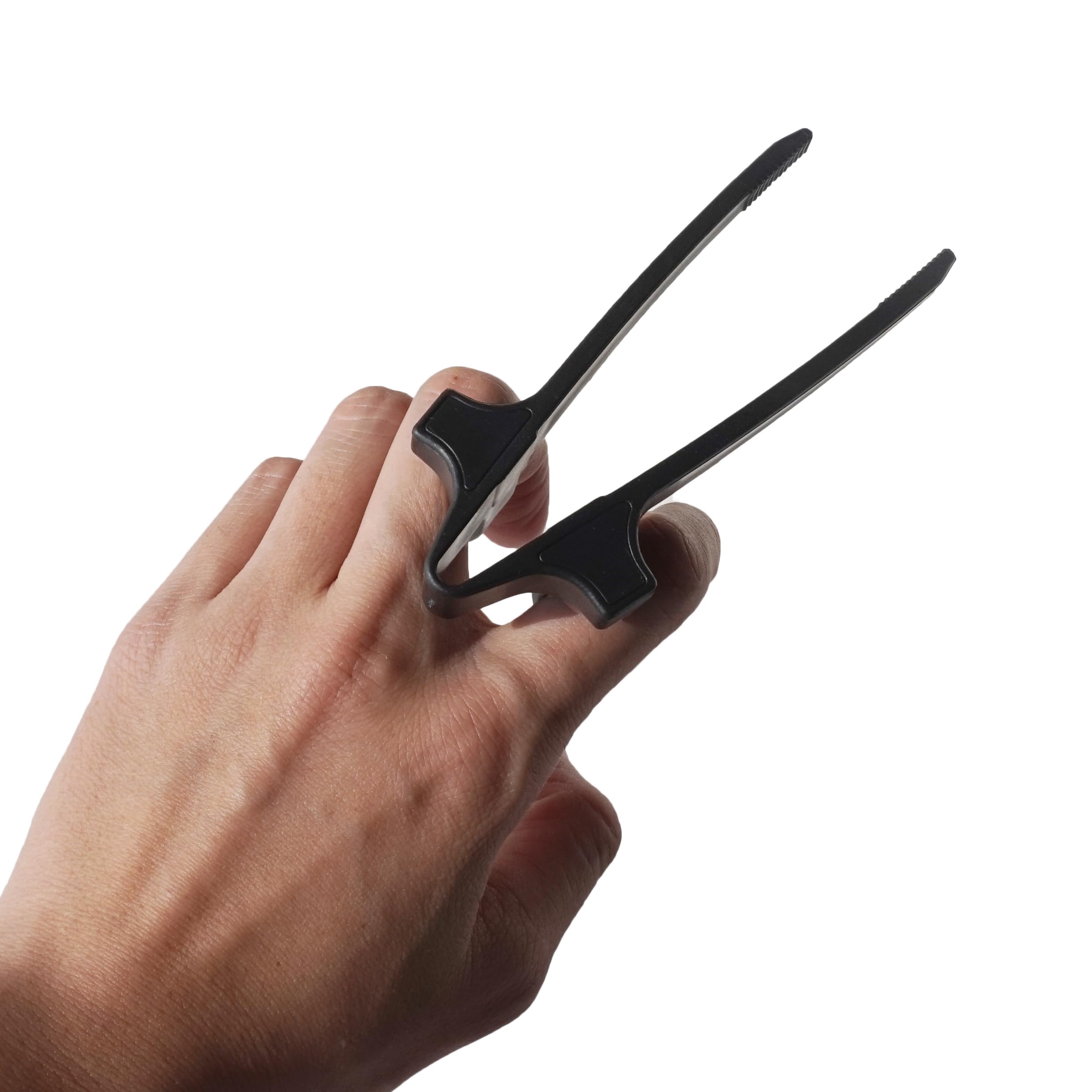 Finger Chopsticks Black, Ergonomic Finger Snacking chopsticks, Set of 2 with Portable Storage Cases, Gamer Chopsticks, Perfect for Snacking on Chips, Nuts, and Popcorn