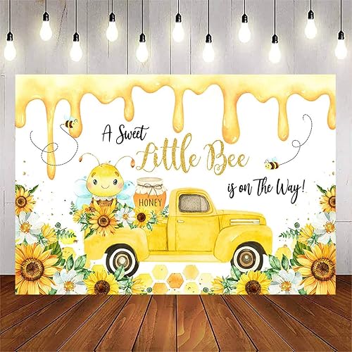 Avezano Bumble Bee - Telones de fondo para baby shower, Little Bee is on The Way, decoraciones de fondo Oh Babee Baby Shower Party Banner para mesa