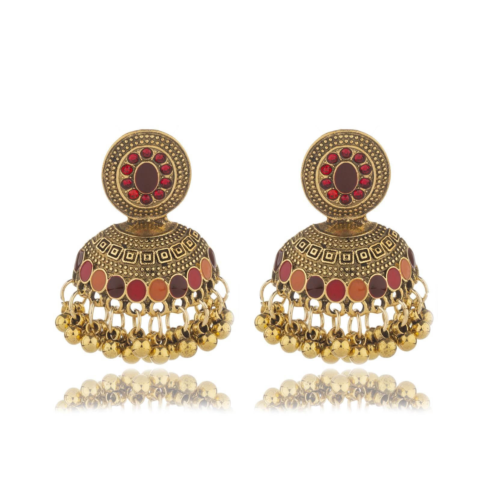 Jhumkas Indian Earrings gold Indian Chandelier Earrings Elaborate Boho Earrings for Women
