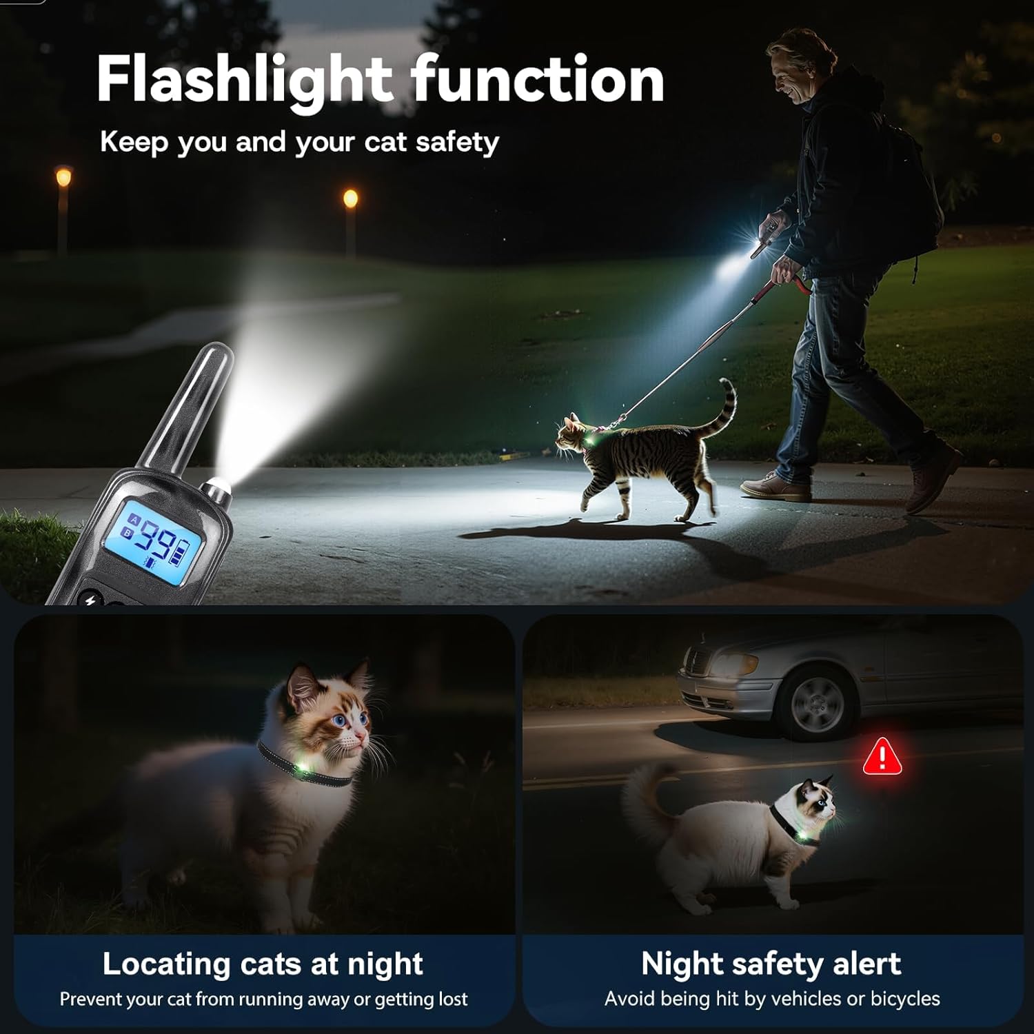 Cat Shock Collar with Remote 2000FT,Ultra-Small Cat Training Collar,Tailored for Cats,3 Training Modes Beep Vibration Shock Mode to Stop Meowing,Waterproof, Effective for Bad Behavior，Grey