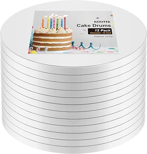 Miniatura 11 de Kootek Juego de 6 moldes redondos de 12 pulgadas, 12 pulgadas, base de cartón resistente de 1/2 pulgada de grosor para postres de boda y fiesta