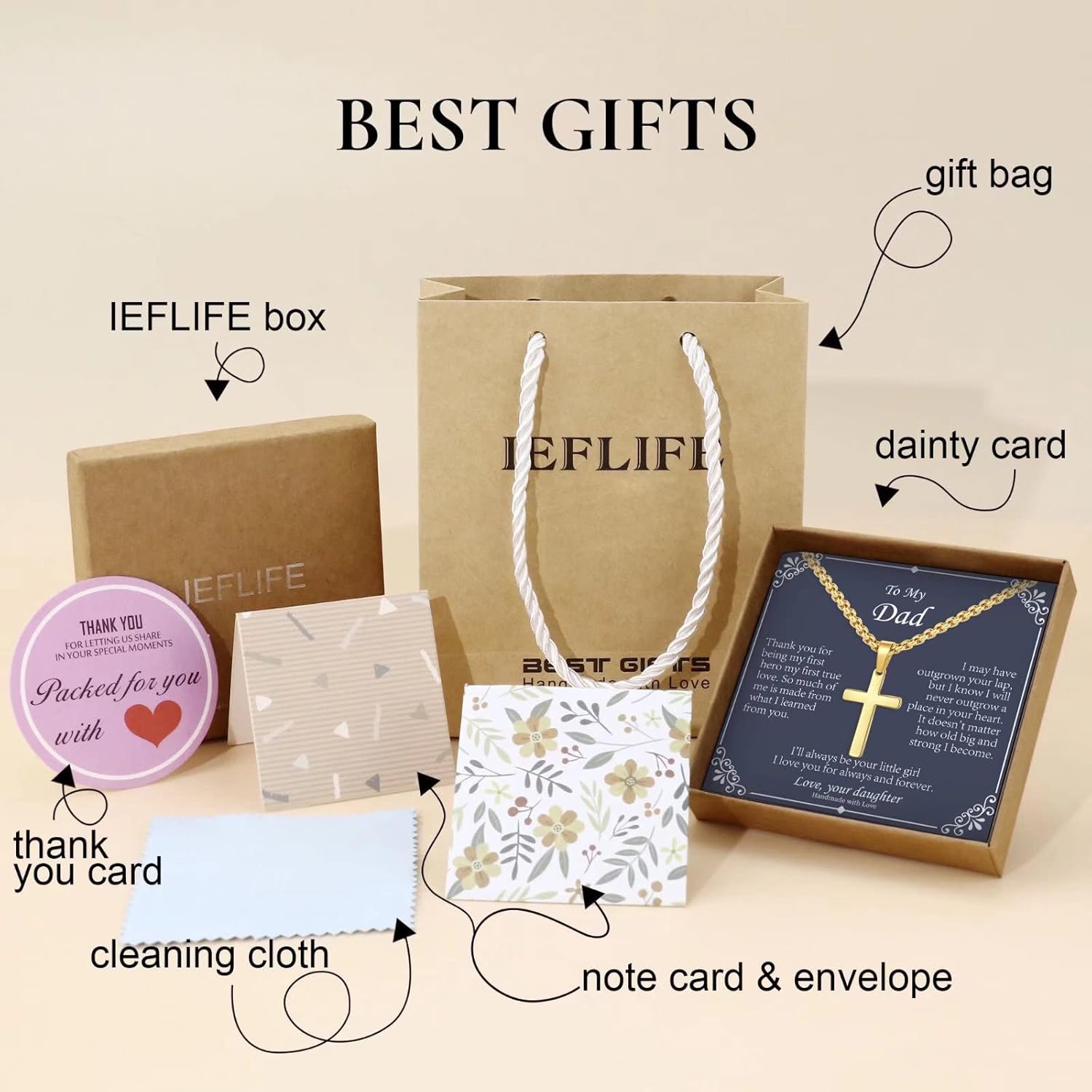 IEFLIFE Cross Necklaces Gifts for Men, Silver/Black/Gold Cross Necklace Box Chain Necklace for Men, Fathers Day Christmas Religious Baptism Christian Gift for Dad Son Boyfriend Husband Step Dad - Image 7