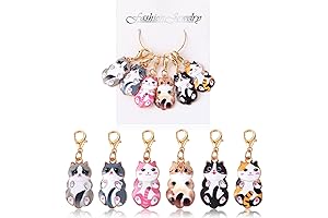 6pcs Cute Cat Stitch Markers with Lobster Clasp for Crocheting