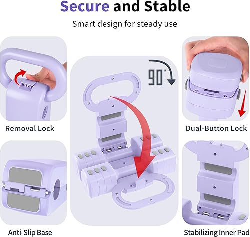 Miniatura 4 de Juego de mancuernas ajustables 2 en 1, juego de mancuernas de 4 niveles para mujeres y hombres, cada una pesa de mano de 2.23.34.45.5 libras con