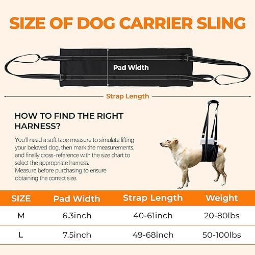 Miniatura 2 de Arnés de elevación para perros, ajustable y cómodo arnés para perro con asa para rodilla de perro grande para desgarro de ACL, patas traseras