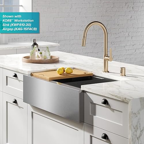 Miniatura 11 de Kraus KPF-2820SFACB Oletto - Grifo de cocina desplegable con un solo mango, 17 pulgadas, bronce champán antiguo