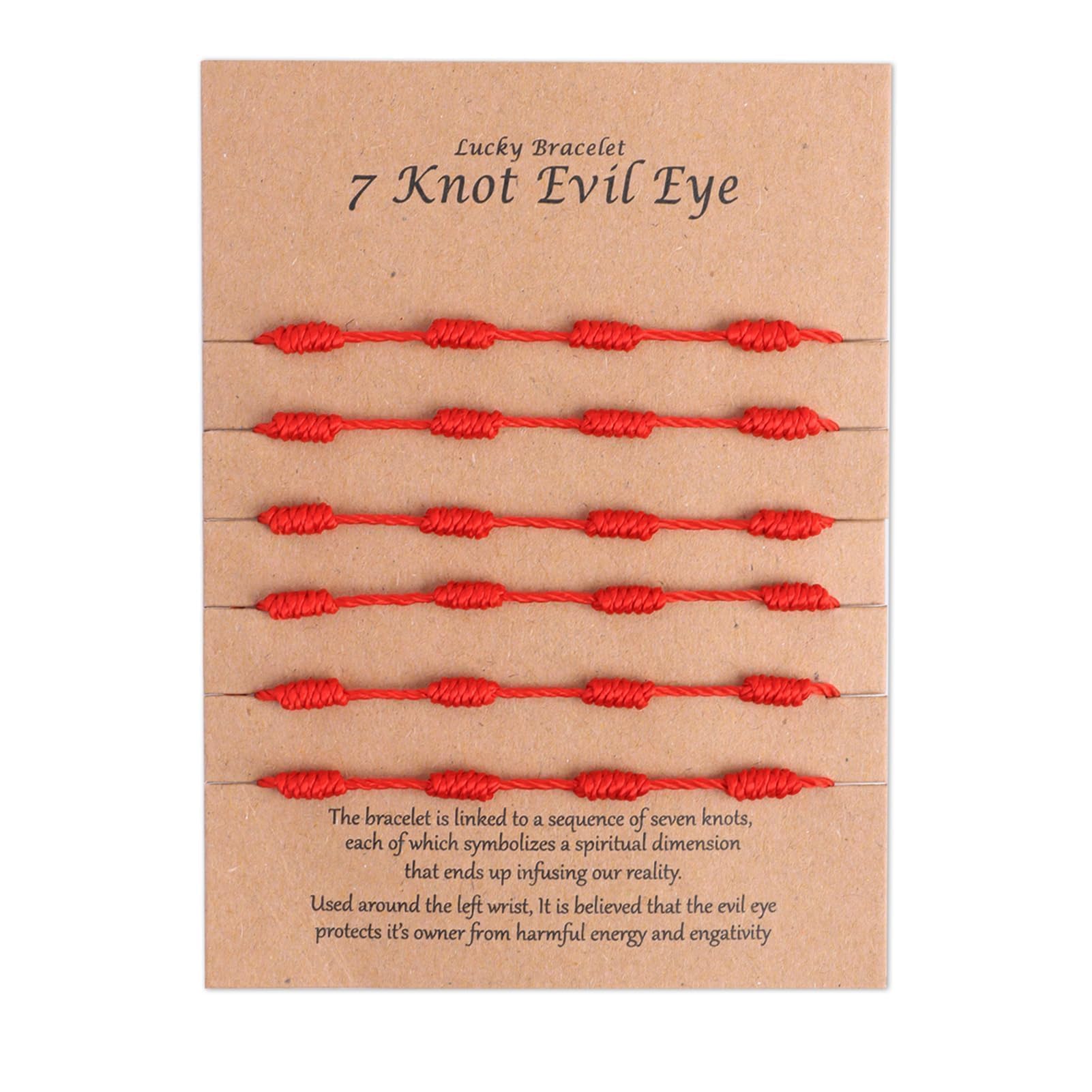 6 PCS Red String Bracelets, 7 Knot Cord Protection Bracelets Adjustable Kabbalah Amulet Handmade Red Cord Talisman for Women, Girls, Boys Good Luck Mother's Day Gift