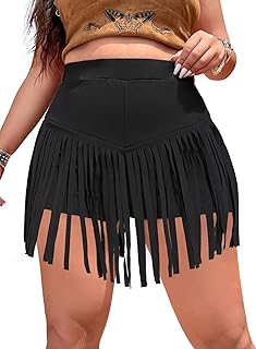 Festival Fringe Shorts Women's - Western Style Party Trouser Skirt Sexy Short Skirts Tassels Skort High Waist Stretchy Sum... Price In India