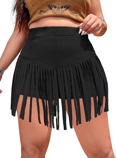 Festival Fringe Shorts Women's - Western Style Party Trouser Skirt Sexy Short Skirts Tassels Skort High Waist Stretchy Sum...