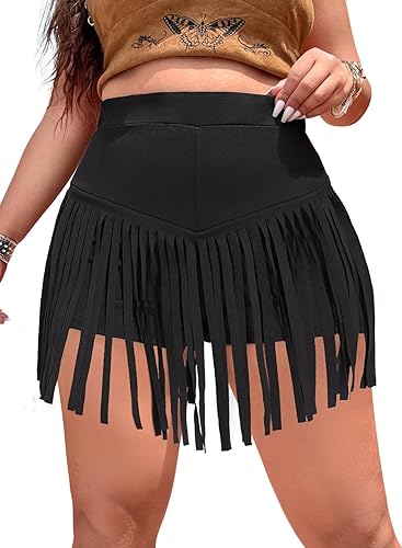Ella Lust Womens Plus Size Cowgirl Fringe Shorts - Western