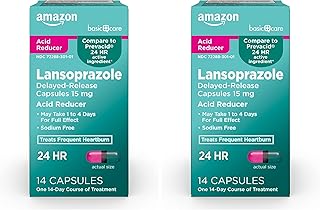 Lansoprazole Delayed Release Capsules, 15 mg, Treats Frequent Heartburn, 14 Count (Pack of 2)