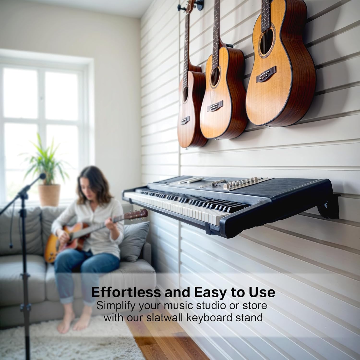 Victory Display SLATWALL Keyboard Arms – Fixed Length Keyboard Slat Wall Mount, Space-Saving Keyboard arms for Home Studios and retail stores, Displays keyboard at 45°, 65° & 90° Angles – 1 Pairs (16")