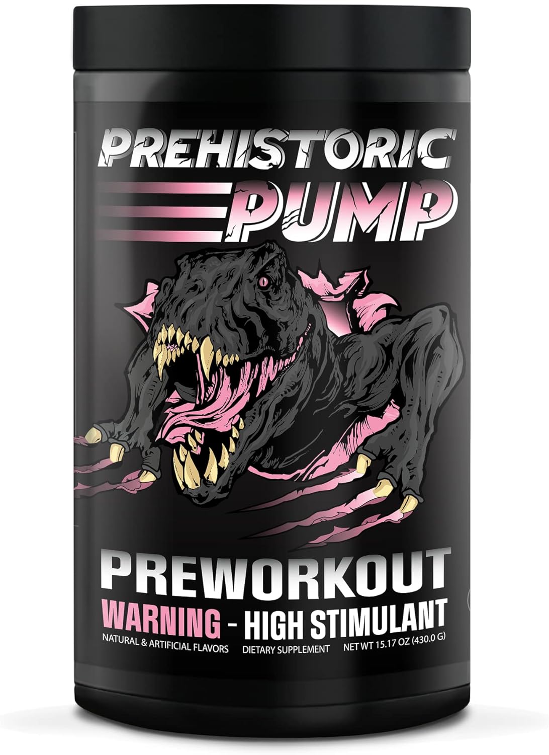 Natty Labs Prehistoric Pump Pre Workout - Preworkout Energy Supplement · 300mg Caffeine · Energy · Focus · Pump · Electrolytes · Hydration · Vitamins - 40 Servings (Pink Star Candy)