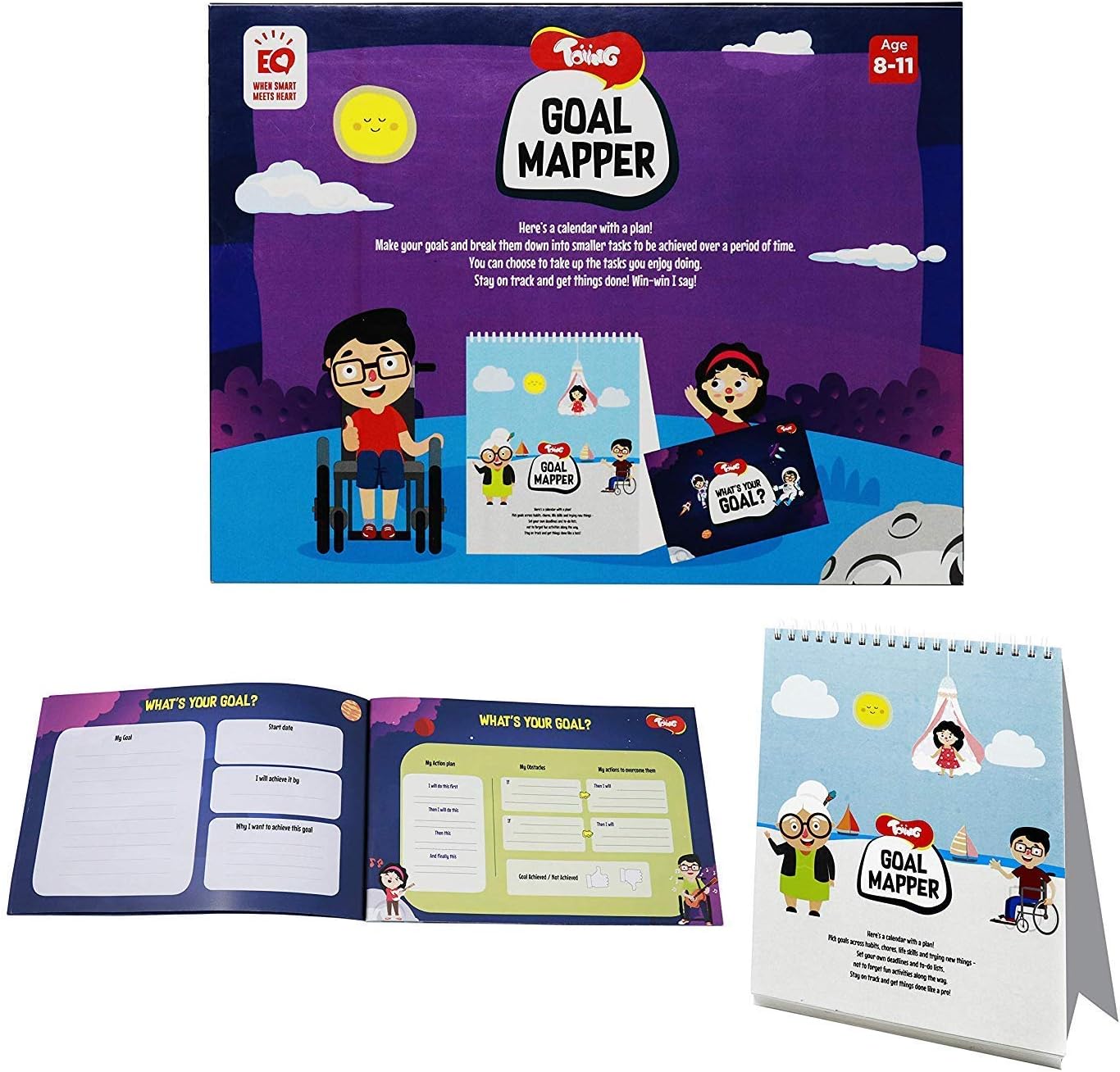Toiing Goal Mapper - Table Calendar with a Fun Goal Mapper Book for Goal Setting | Kids Birthday Gift | Kids EQ Range of Games| Activity Booklet Game for Kids (8 to 12 Year Old Kids)