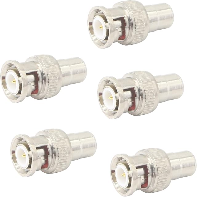 BNC to RCA Adapter BNC Male to AV Phono Female plug ConnectorKANGPING for CCTV Camera System5-pack