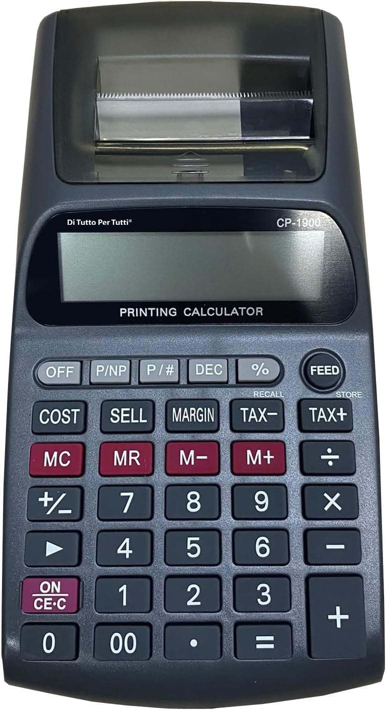 Di Tutto Per Tutti® Calcolatrice scrivente,con Stampante per scontrini Non fiscale con Display LCD a 12 cifre per aziende, Negozi, attività Dimensioni: 19 x 9,5 cm