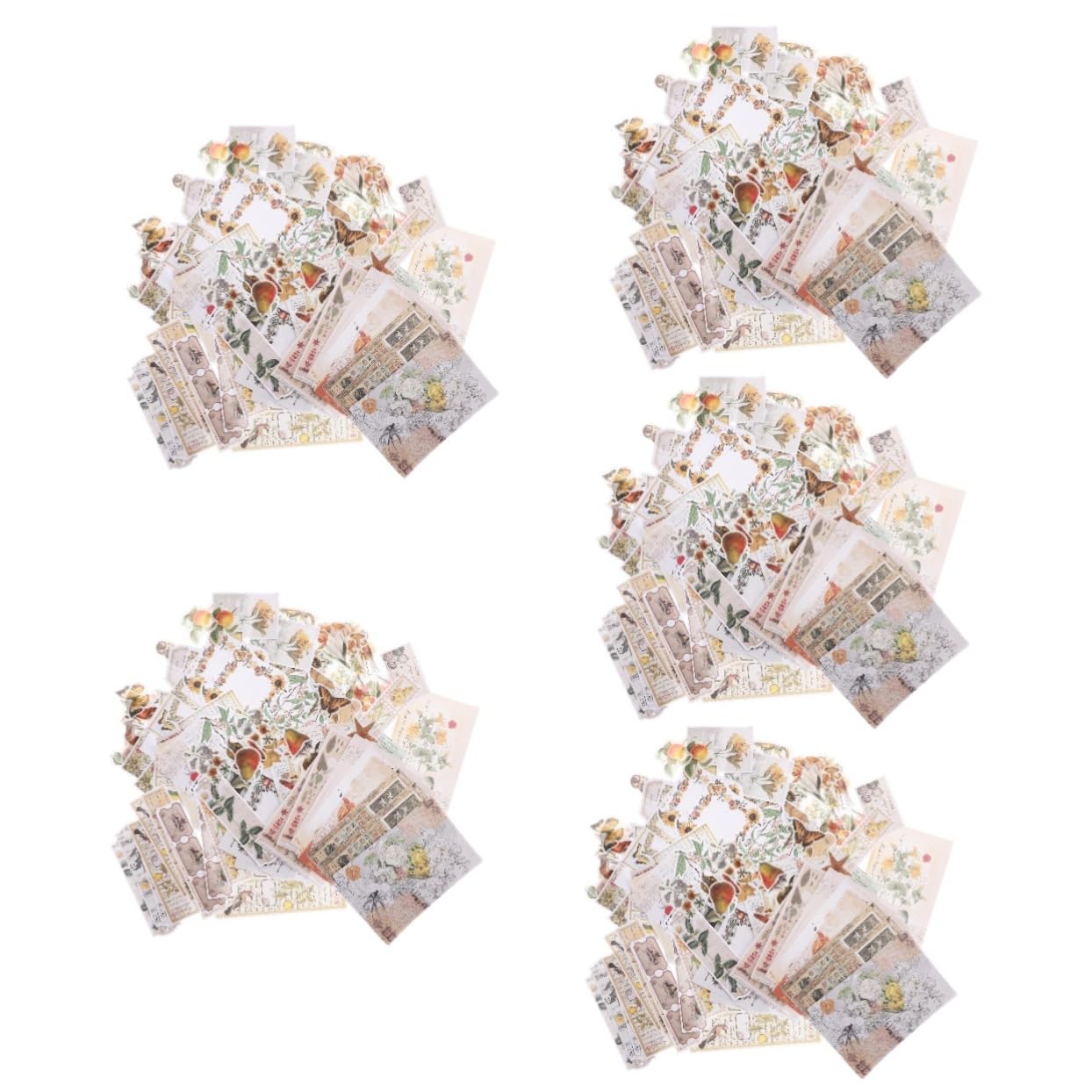 TEHAUX 5sets Carta Decorativa Retro Per Scrapbooking e Album Fotografici Kit Di Adesivi Di Piante e Fiori Materiali Fai Da Te Per Decorazioni Di Carte e Regali Personalizzati Facile Da