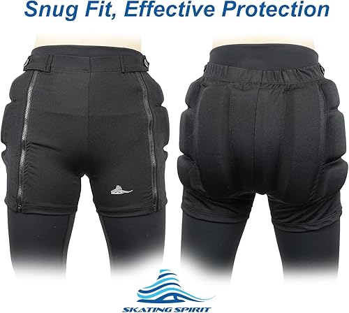 B0BK54D66V_image_2 Skating Spirit Zip-on Zip-Off Padded Shorts Protective Crash Pants Tailbone Hip Butt Pad for Ice Figure Roller Skating Skiing